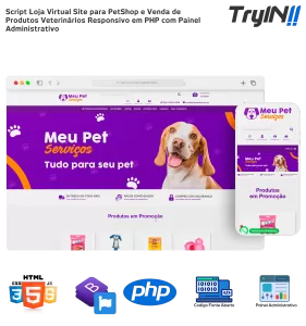 Script Loja Virtual Site para PetShop e Venda de Produtos Veterinários Responsivo em PHP com Painel Administrativo