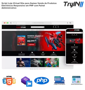 Script Loja Virtual Site para Games Venda de Produtos Eletrônicos Responsivo em PHP com Painel Administrativo
